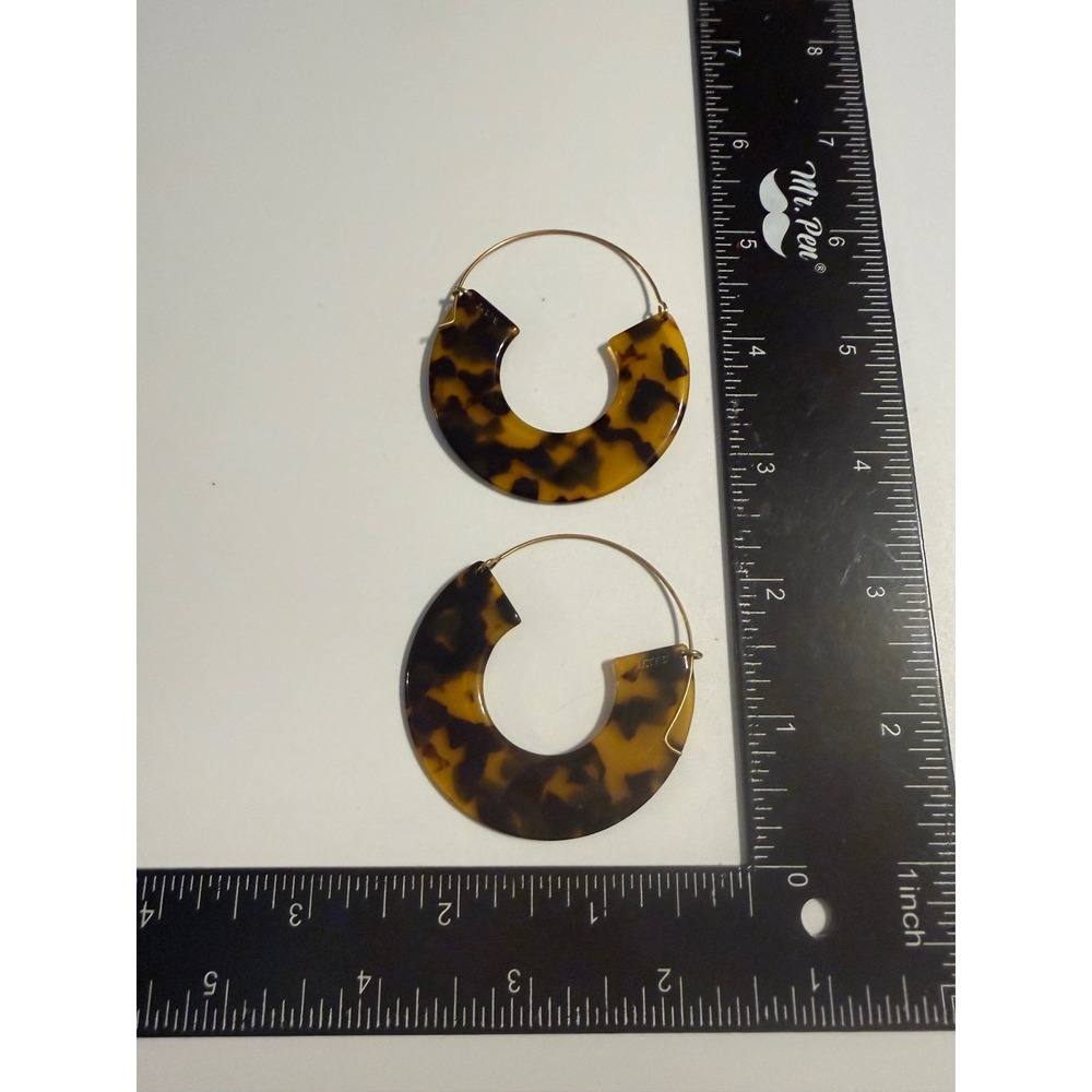 J.Crew Tortoise Shell Hoop Earrings Gold Tone Resin Crescent Brown Leopard Print
